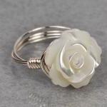 Wire Wrapped Sterling Silver Ring With White..