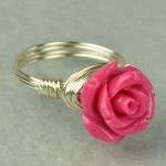 Sterling Silver Wire Wrapped Ring With Pink..