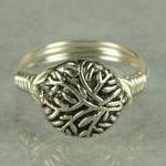 Wire Wrapped Sterling Silver Ring With Round Tree..