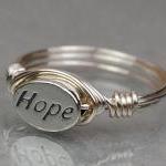 Sterling Silver Wire Wrap Ring With Oval Hope..