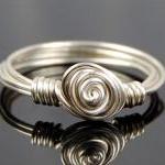 Sterling Silver Rosette Swirl Wire Wrapped Ring-..