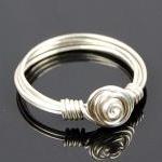 Sterling Silver Rosette Swirl Wire Wrapped Ring-..