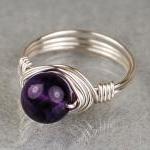 Sterling Silver Wire Wrapped Ring With Round..