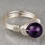 Sterling Silver Wire Wrapped Ring With Round..
