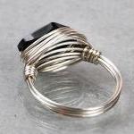 Sterling Silver Wire Wrapped Ring With Black..
