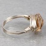 Wire Wrapped Sterling Silver Ring With Golden..