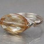 Sterling Silver Wire Wrapped Ring With Golden Oval..