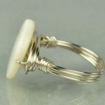 Wire Wrapped Sterling Silver Ring With White..