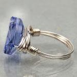 Wire Wrapped Sterling Silver Ring With Lavender..