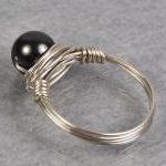 Sterling Silver Wire Wrapped Ring - Dark Grey..