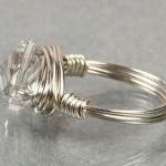Sterling Silver Wire Wrapped Ring With Clear..