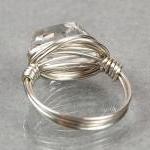 Sterling Silver Wire Wrapped Ring With Clear..