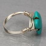 Turquoise Wire Wrapped Ring- Sterling Silver With..