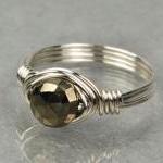 Wire Wrapped Sterling Silver Ring With Tiny Round..