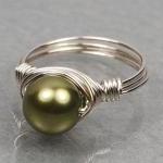 Wire Wrapped Sterling Silver Ring With Green..