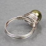 Wire Wrapped Sterling Silver Ring With Green..