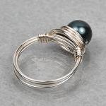 Wire Wrapped Sterling Silver Ring With Tahitian..