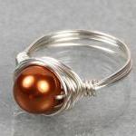 Pearl Wire Wrapped Ring- Sterling Silver With..