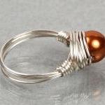 Pearl Wire Wrapped Ring- Sterling Silver With..
