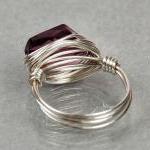 Sterling Silver Wire Wrapped Ring With Amethyst..