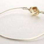 Silver Bangle Bracelet- Golden Swarovski Crystal..