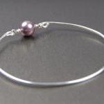 Pearl Bangle Bracelet- Mauve Swarovski Pearl Bead..