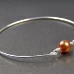 Pearl Bangle Bracelet- Copper Swarovski Pearl Bead..