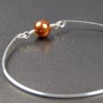 Pearl Bangle Bracelet- Copper Swarovski Pearl Bead..