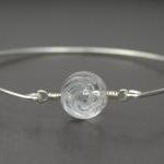 Bangle Bracelet- Clear Quartz Gemstone Rose Bead..