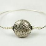 Silver Bangle Bracelet- Round Silver Plated Bead..