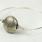 Silver Bangle Bracelet- Round Silver Plated Bead..