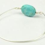 Turquoise Bangle Bracelet- Turquoise Oval Bead And..