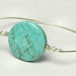 Turquoise Bangle Bracelet- Large Round Turquoise..
