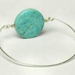 Turquoise Bangle Bracelet- Large Round Turquoise..