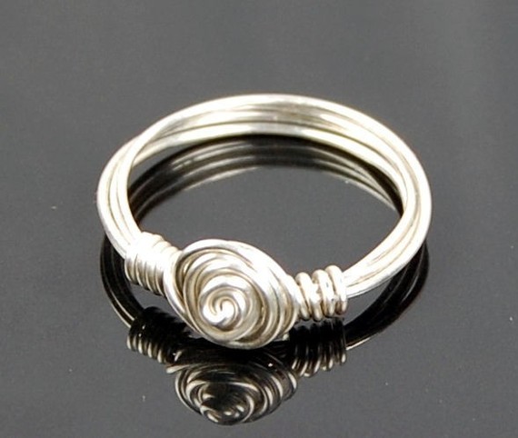 Sterling Silver Rosette Swirl Wire Wrapped Ring- Custom Made To Size