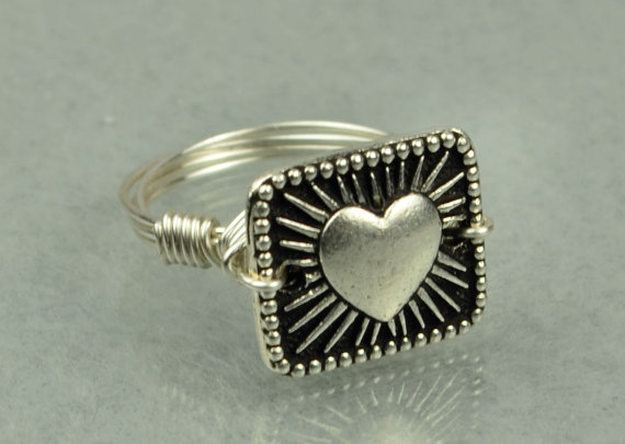 Sterling Silver Wire Wrapped Heart Ring- Custom Made To Size